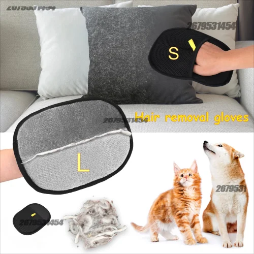 Pet hair removal mitt for sofas and carpets
