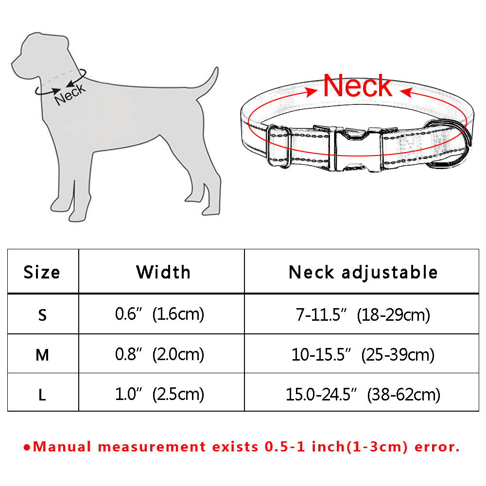 Engraved Nylon Dog Collar Size