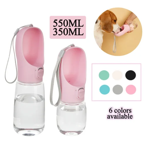 Portable dog water bottle with lanyard