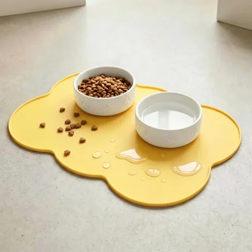Waterproof Silicone Pet Feeding Mat with Raised Edge for Dogs & Cats