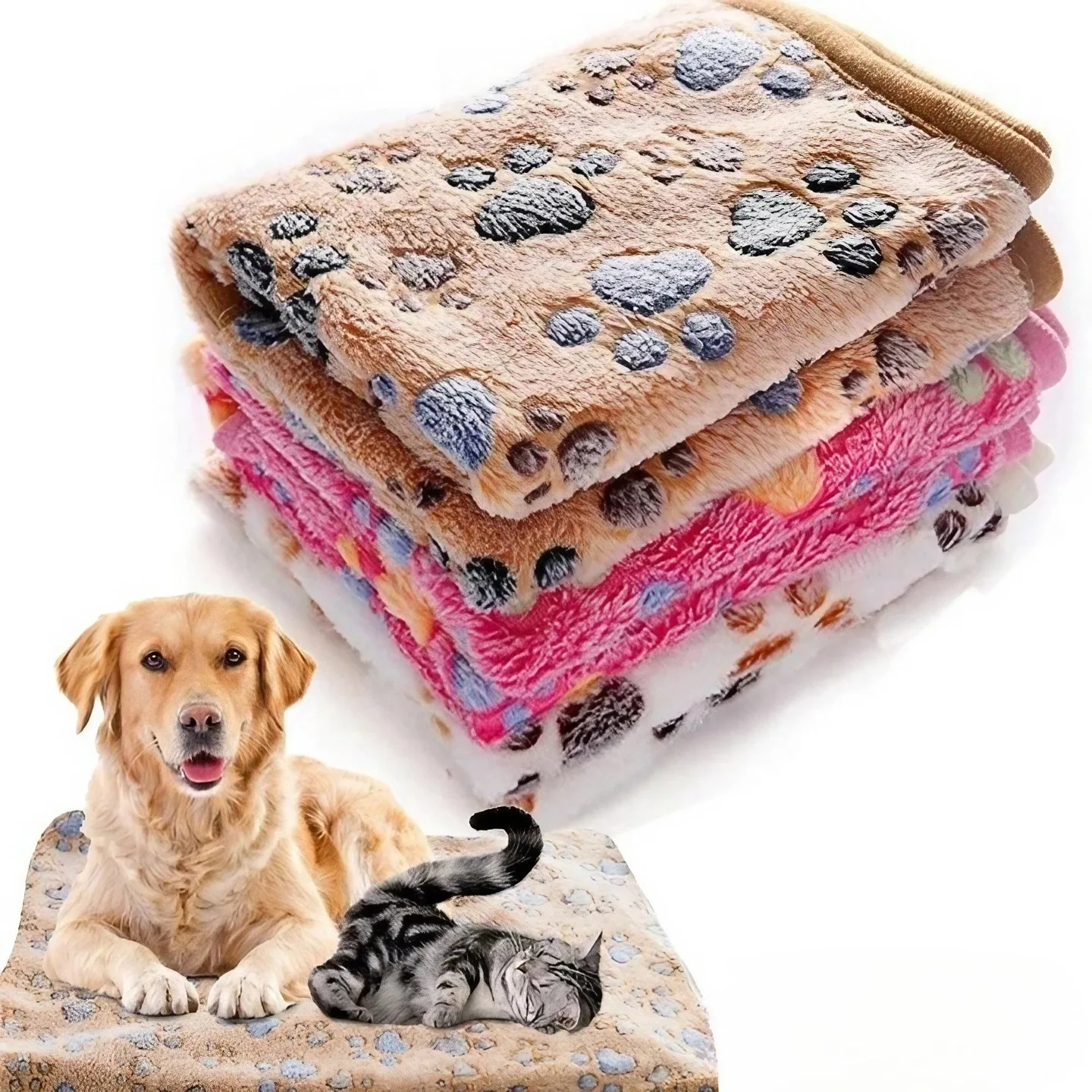 Fluffy cartoon pet blanket and mat
