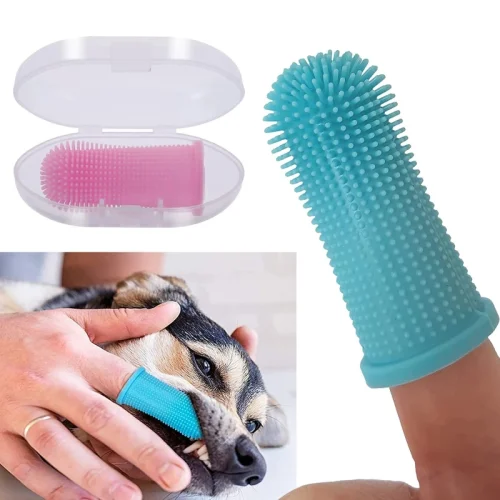 Silicone finger toothbrush for dogs and cats