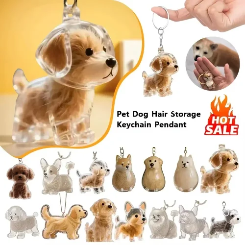 Transparent pet hair keepsake capsule keychain