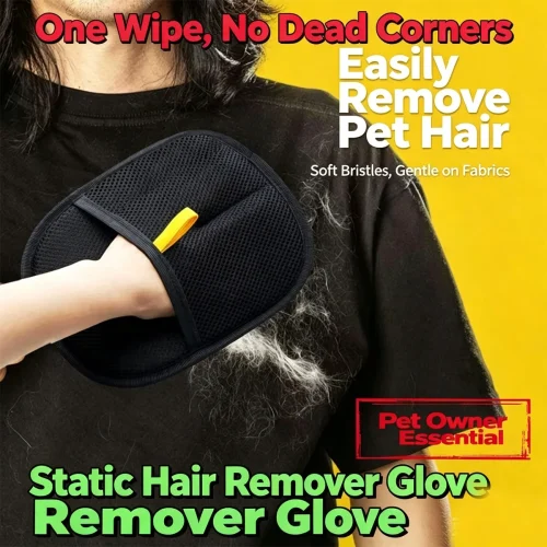 Reusable pet hair removal glove for furniture