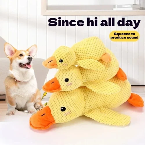 Little Yellow Duck Dog Toy Plush Companion Sleep, Bite Resistant Grind Teeth Relieve Boredom Pet Toy
